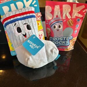 Bark Box “The Snack Pack” Collection Frosted Sock Toy & Treat Combo